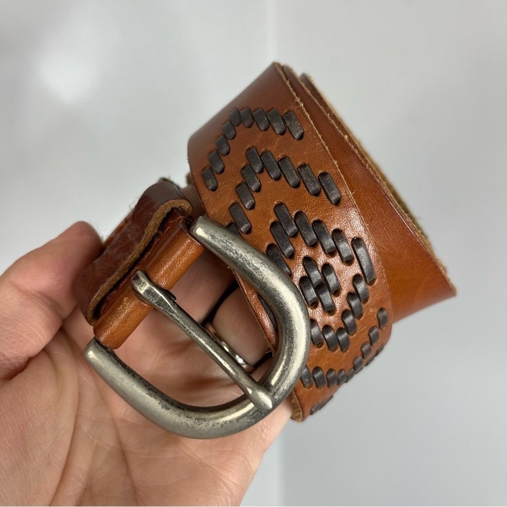 American Eagle Woven Leather Belt Large Brown Basic